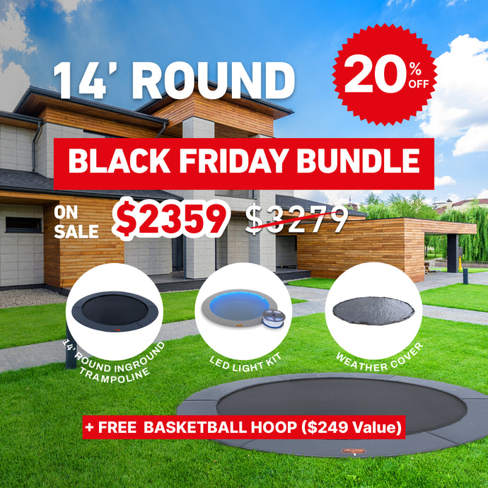 Black Friday Bundle! 14' Round Pro-Line In-ground Trampoline + LED Lights + Cover