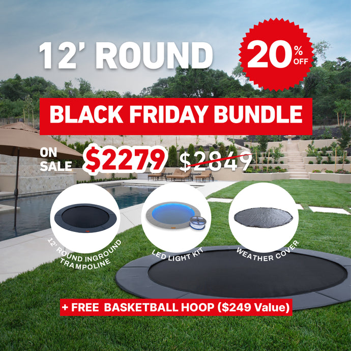 Black Friday Bundle! 12' Round Pro-Line In-ground Trampoline + LED Lights + Cover