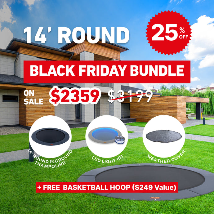 Black Friday Bundle! 14' Round Pro-Line In-ground Trampoline + LED Lights + Cover