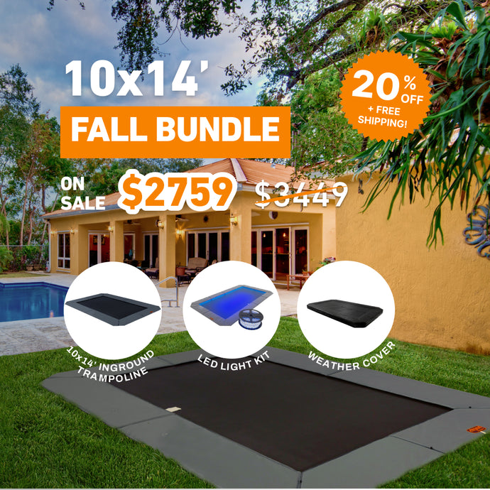 Fall Bundle! 10'x14' Rectangle Pro-Line In-ground Trampoline + LED Lights + Cover