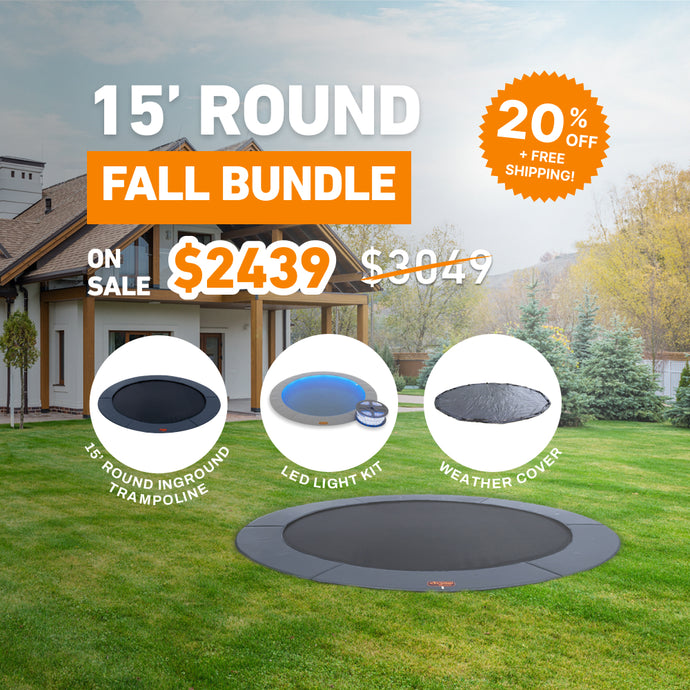 Fall Bundle! 15' Round Pro-Line In-ground Trampoline + LED Lights + Cover