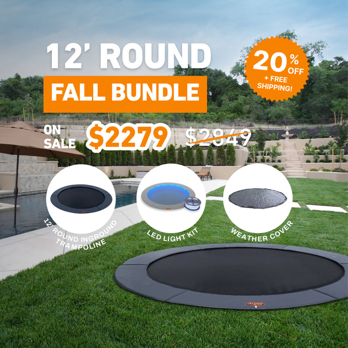 Fall Bundle! 12' Round Pro-Line In-ground Trampoline + LED Lights + Cover