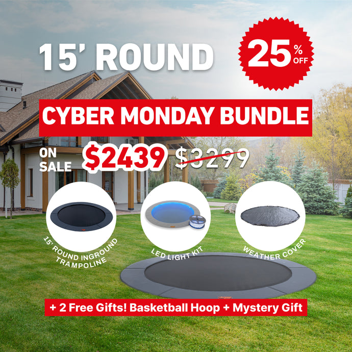 Cyber Monday Bundle! 15' Round Pro-Line In-ground Trampoline + LED Lights + Cover