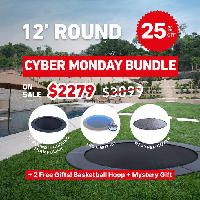 Cyber Monday Bundle! 12' Round Pro-Line In-ground Trampoline + LED Lights + Cover